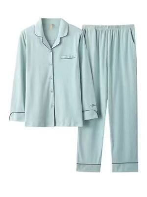 Casual Comfort Floral Lapel Long Sleeve Pajama Set - Image 4