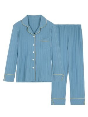 Casual Comfort Floral Lapel Long Sleeve Pajama Set - Image 5