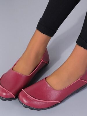 Casual Comfort Minimalism Round Toe Slip-On Flat Loafers - Image 4