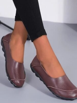 Casual Comfort Minimalism Round Toe Slip-On Flat Loafers - Image 9