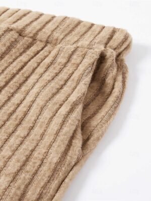 Casual Comfort Pure Colour V Wire Long Sleeve Knit Loungewear Set - Image 22