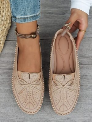 Casual Comfort Rhinestone Bow Moccasin Loafers - Image 10