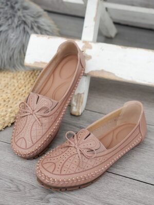 Casual Comfort Rhinestone Bow Moccasin Loafers - Image 4