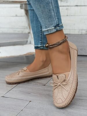 Casual Comfort Rhinestone Bow Moccasin Loafers - Image 9