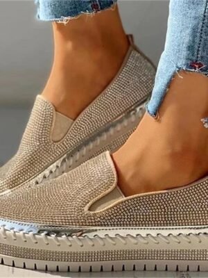 Casual Comfort Rhinestone Round Toe Flat Slip-Ons - Image 2