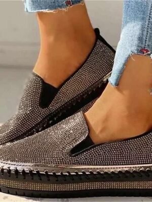 Casual Comfort Rhinestone Round Toe Flat Slip-Ons - Image 4