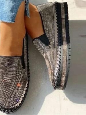 Casual Comfort Rhinestone Round Toe Flat Slip-Ons - Image 7