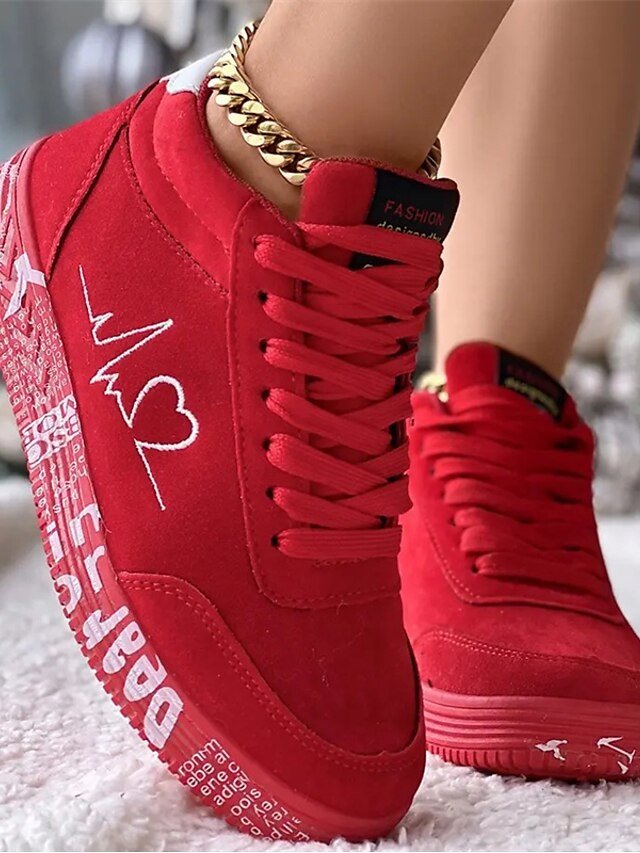 Casual Comfort Solid High Top Ankle Lace-up Sneakers - Image 1