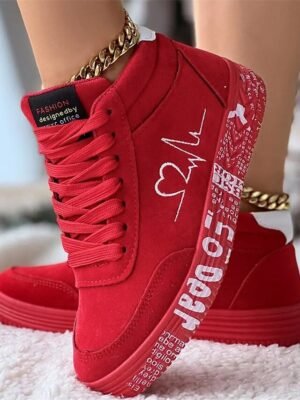 Casual Comfort Solid High Top Ankle Lace-up Sneakers - Image 2