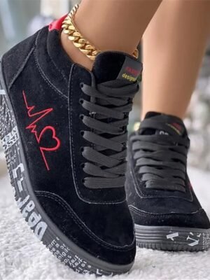 Casual Comfort Solid High Top Ankle Lace-up Sneakers - Image 5