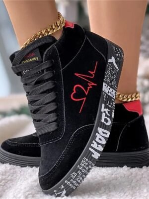 Casual Comfort Solid High Top Ankle Lace-up Sneakers - Image 7