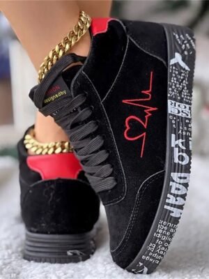 Casual Comfort Solid High Top Ankle Lace-up Sneakers - Image 8