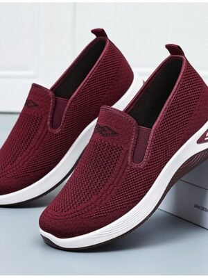 Casual Comfort Solid Round Toe Flat Heel Sneakers - Image 1