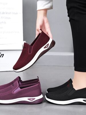 Casual Comfort Solid Round Toe Flat Heel Sneakers - Image 11