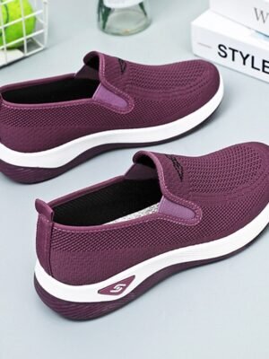 Casual Comfort Solid Round Toe Flat Heel Sneakers - Image 14