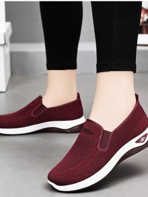 Casual Comfort Solid Round Toe Flat Heel Sneakers - Image 5