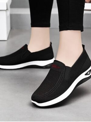 Casual Comfort Solid Round Toe Flat Heel Sneakers - Image 8