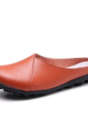 Casual Comfort Solid Round Toe Flat Mule Loafers - Image 11
