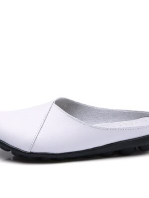 Casual Comfort Solid Round Toe Flat Mule Loafers - Image 5