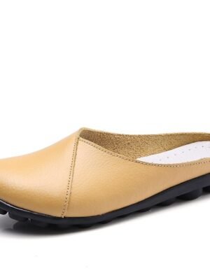 Casual Comfort Solid Round Toe Flat Mule Loafers - Image 6