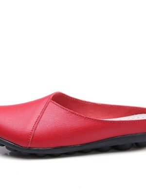 Casual Comfort Solid Round Toe Flat Mule Loafers - Image 7