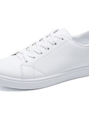 Casual Comfortable Faux Leather Lace-up Sneakers - Image 2