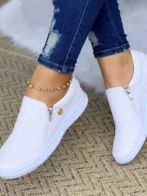 Casual Comfortable Mesh Round Toe Slip-On Sneakers - Image 1