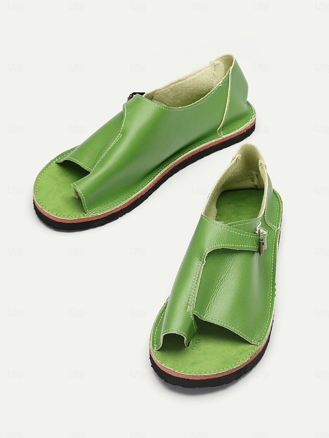 Casual Comfortable Open Toe PU Leather Flat Sandals - Image 1