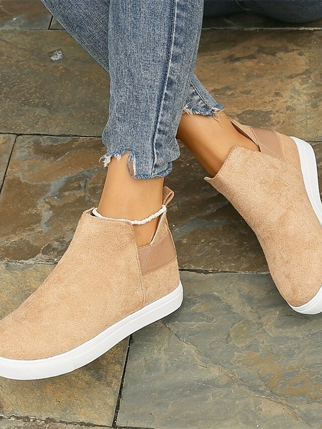 Casual Comfortable Slip-On Tan Suede Sneakers - Image 2