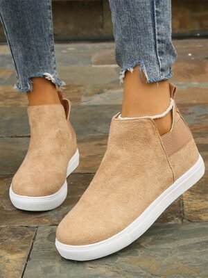 Casual Comfortable Slip-On Tan Suede Sneakers - Image 3