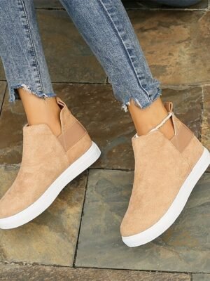 Casual Comfortable Slip-On Tan Suede Sneakers - Image 4