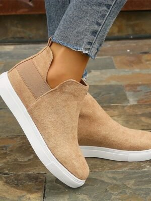 Casual Comfortable Slip-On Tan Suede Sneakers - Image 5