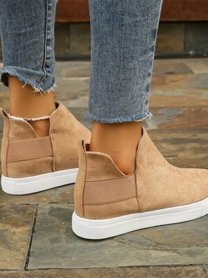 Casual Comfortable Slip-On Tan Suede Sneakers - Image 6