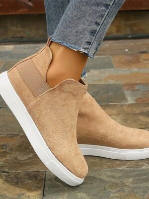 Casual Comfortable Slip-On Tan Suede Sneakers - Image 7