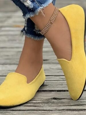 Casual Comfortable Solid Round Toe Flat Slip-On Loafers - Image 1