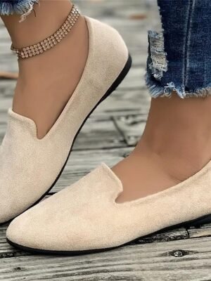 Casual Comfortable Solid Round Toe Flat Slip-On Loafers - Image 10