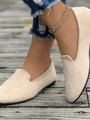 Casual Comfortable Solid Round Toe Flat Slip-On Loafers - Image 11