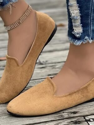 Casual Comfortable Solid Round Toe Flat Slip-On Loafers - Image 12