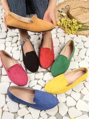 Casual Comfortable Solid Round Toe Flat Slip-On Loafers - Image 14