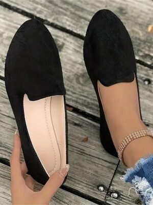Casual Comfortable Solid Round Toe Flat Slip-On Loafers - Image 2