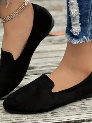 Casual Comfortable Solid Round Toe Flat Slip-On Loafers - Image 3