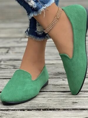 Casual Comfortable Solid Round Toe Flat Slip-On Loafers - Image 6