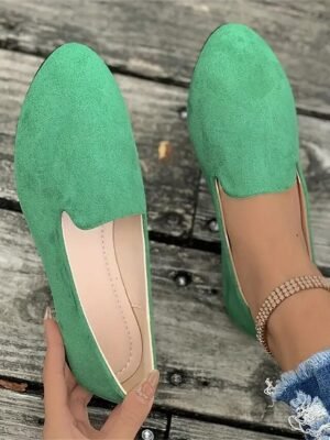 Casual Comfortable Solid Round Toe Flat Slip-On Loafers - Image 7