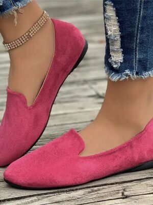Casual Comfortable Solid Round Toe Flat Slip-On Loafers - Image 8
