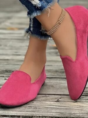 Casual Comfortable Solid Round Toe Flat Slip-On Loafers - Image 9