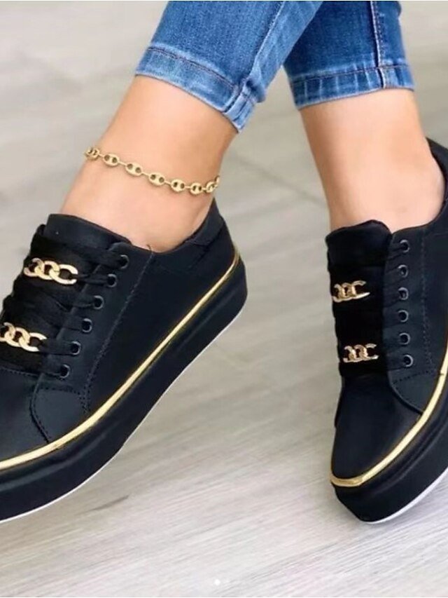 Casual Fashion Round Toe Lace-Up Sneakers - Image 1