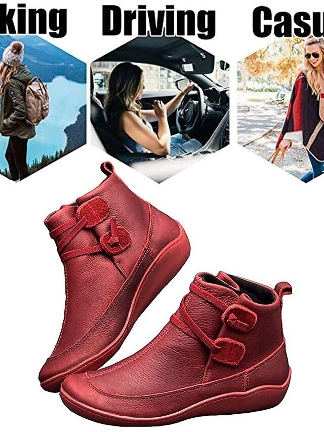 Casual Flat Soft Faux Leather Ankle Boots - Image 2