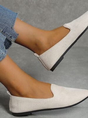 Casual Foldable Suede Slip-On Scalloped Loafers - Image 12