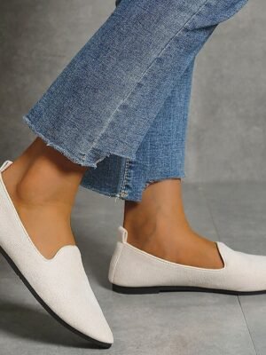 Casual Foldable Suede Slip-On Scalloped Loafers - Image 13
