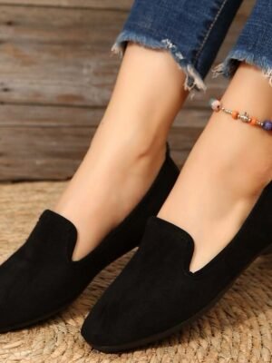 Casual Foldable Suede Slip-On Scalloped Loafers - Image 7